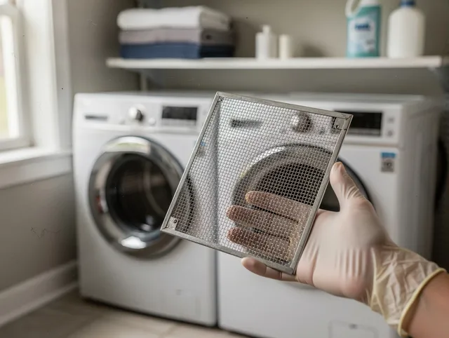 Meriden Dryer Vent Cleaning specialist performing detailed lint trap cleaning service in Meriden