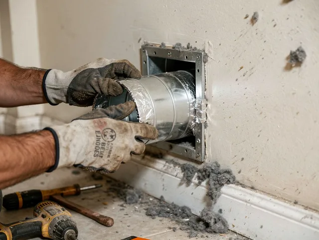 Professional dryer vent repair and installation by Meriden Dryer Vent Cleaning in Meriden